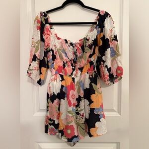 Jessica Simpson Pink and Green Floral Romper